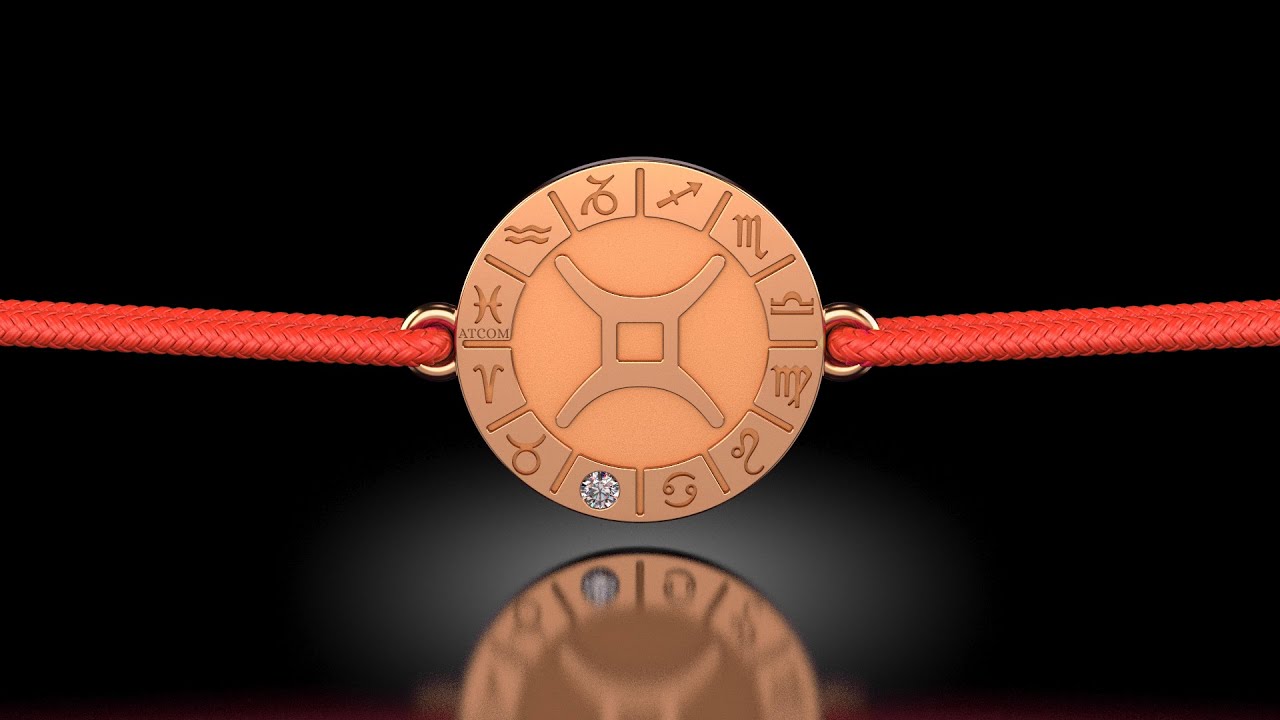 Bratara din aur roz cu snur rosu model Gemini - ATCOM Jewelry