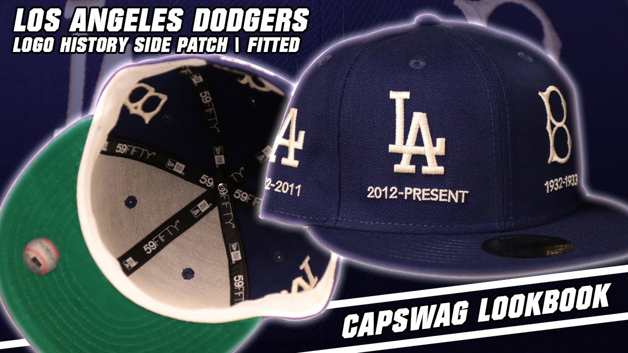 Los Angeles Dodgers Logo History Side Patch Fitted Hat | LA Dodgers Blue All Over Embroidery 5950
