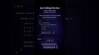 Swap Two Numbers without Third Variable | Java