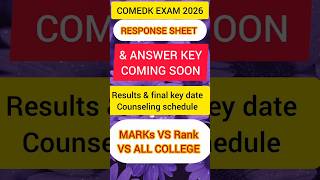 COMEDK Exam 2026 Response sheet &amp; answer key Coming soon | Marks vs Rank vs all College #comedk2026