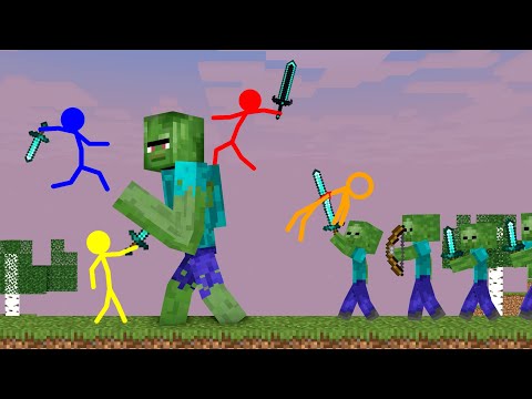 stickman-vs-minecraft:-giant-zombie-apocalypse-school---avm-shorts-animation