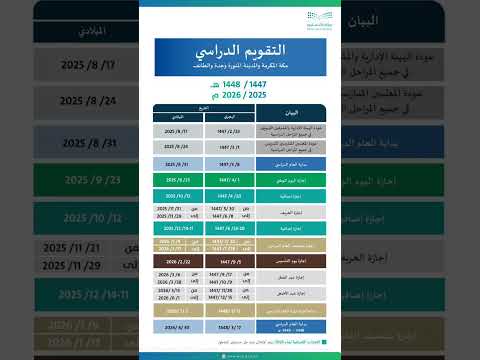 التقويم الدراسي ١٤٤٧ ١٤٤٨