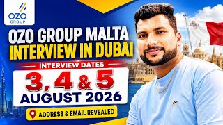 OZO Group Malta Interview in Dubai 2026 | Apply for Malta Jobs | 3, 4 & 5 August Walk-in Interview 