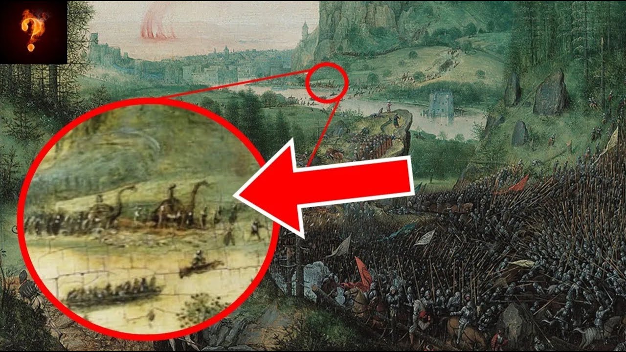 Humans Riding Dinosaurs Exposed In Old Painting?