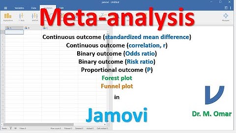 Meta analysis odds risk ratio correlation proportional mean difference  forest funnel plot JAMOVI
