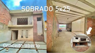 NOVO SOBRADO 5X25 com CONCEITO ABERTO com TRÊS DORMITÓRIOS E CLOSET - mostrei todos os detalhes