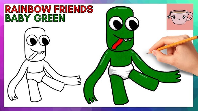HOW TO DRAW BLUE RAINBOW FRIENDS CUTE AND EASY - HAPPY DRAWINGS 