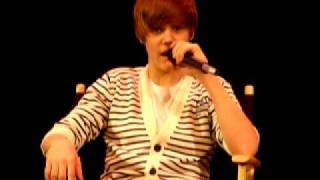 Justin Bieber answering questions at  Disneyland with Ryan Seacrest 3/26/10