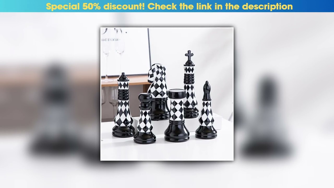 Slide Ceramic Chess Black and White Checkered Chess Ornament Creative Soft Decoration Home Decorati