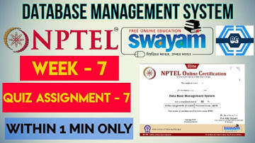 Data base Management System - NPTEL 2023 || WEEK 7 QUIZ ASSIGNMENT SOLUTION ||