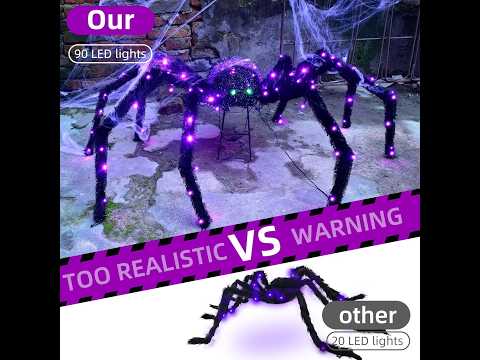 Halloween Decorations Outside Giant Spider - HOYECHI Outdoor Halloween Decor Lighted Spider 4.2FT