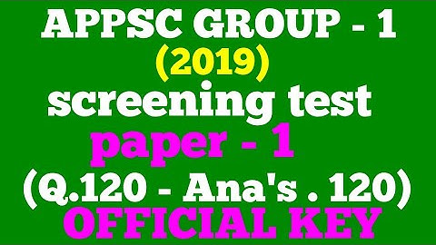 APPSC,GROUP-1,PAPER-1(screening test)2019, OFFICIAL KEY
