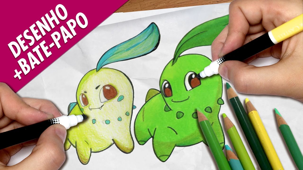 Desenhos de Pokémon Chicorita - Como desenhar Pokémon Chicorita