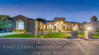Luxury Home for sale Chandler Arizona 6 Bedrooms, 5.5 Bathrooms, Media Room, Wet Bar, 6,600 SqFt, $