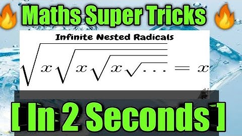 #Maths Super Tricks|| Infinite Nested Radicals in 2 Seconds ||Algebra Tricks💞||Vedic Maths💜