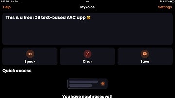MyVoice - Speech Assistant (free iOS text-based AAC app)