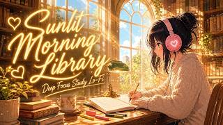 Sunlit Morning Library ☀📚 Deep Focus Lo-Fi | 1 Hour Study Music, No Distractions