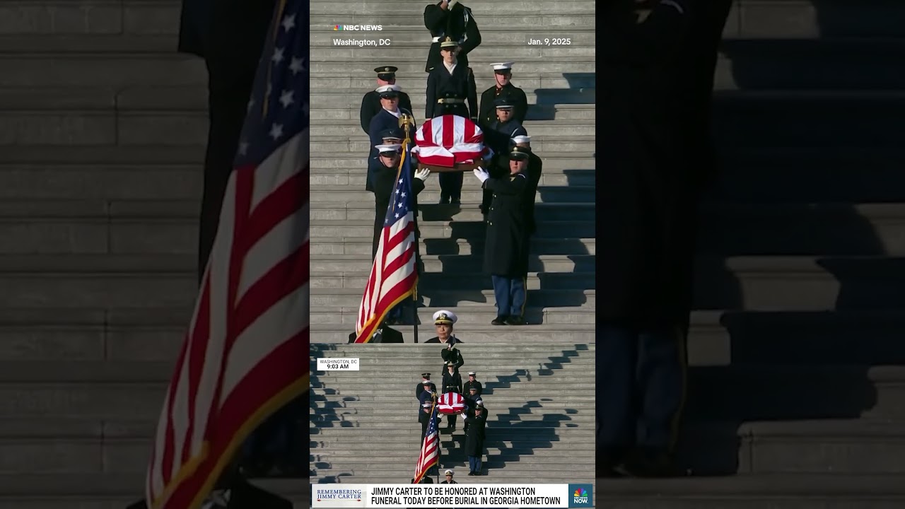 Former President Jimmy Carter’s casket is carried out of the U.S. Capitol for the last time. Former President Jimmy Carter’s casket is carried out of the U.S. Capitol for the last time.