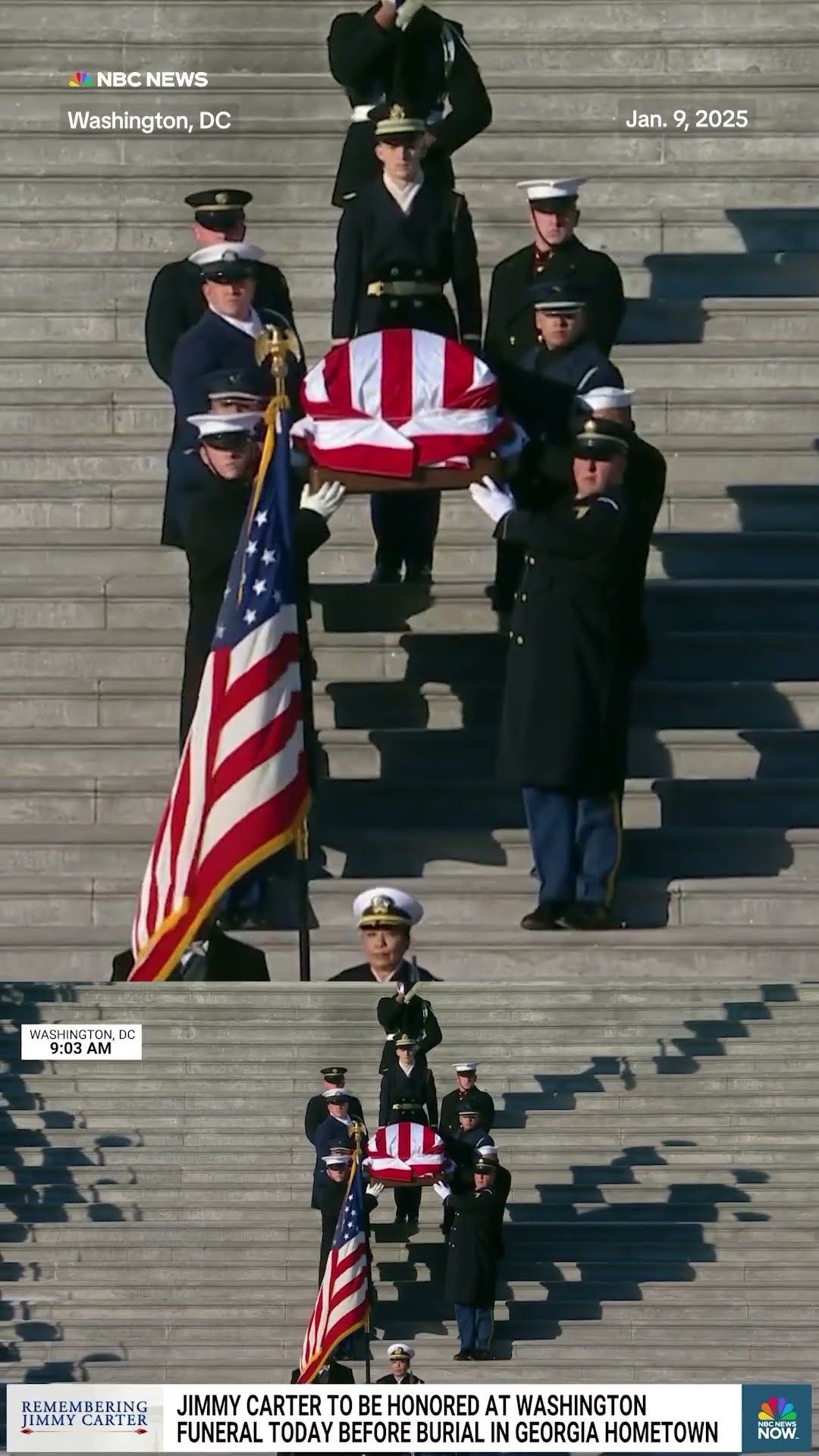 Former President Jimmy Carter’s casket is carried out of the U.S. Capitol for the last time.