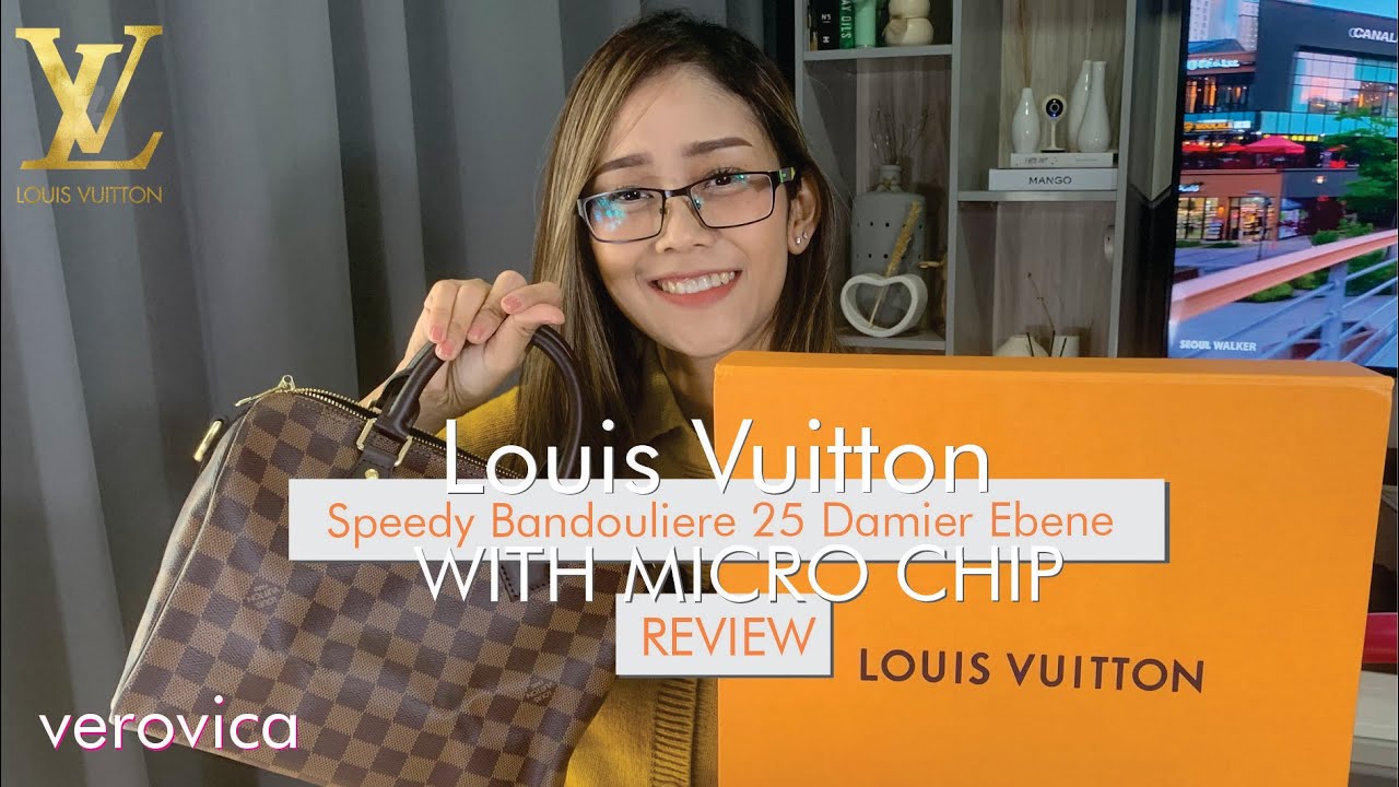 LV speedy bandou 25 damier with microchip