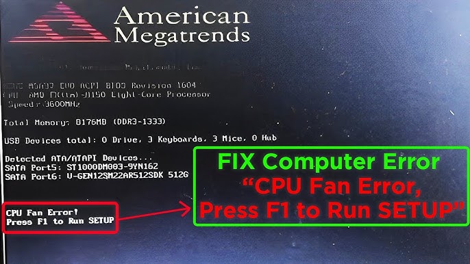 CPU Fan Error! Press F1 to Run SETUP : r/techsupport