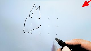 Easy Rabbit Drawing With 3×4 Dots || Step By Step Rabbit Drawing For Beginners || Online Drawing
