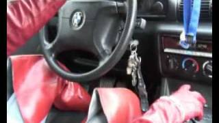 Karina In Leather Gloves And High Heels Driving A Car