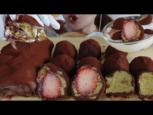 ASMR ドバイチョンドゥククッキー ドバイチョコタオルケーキ 牛乳 🥛 Dubai Chocolate eating sounds