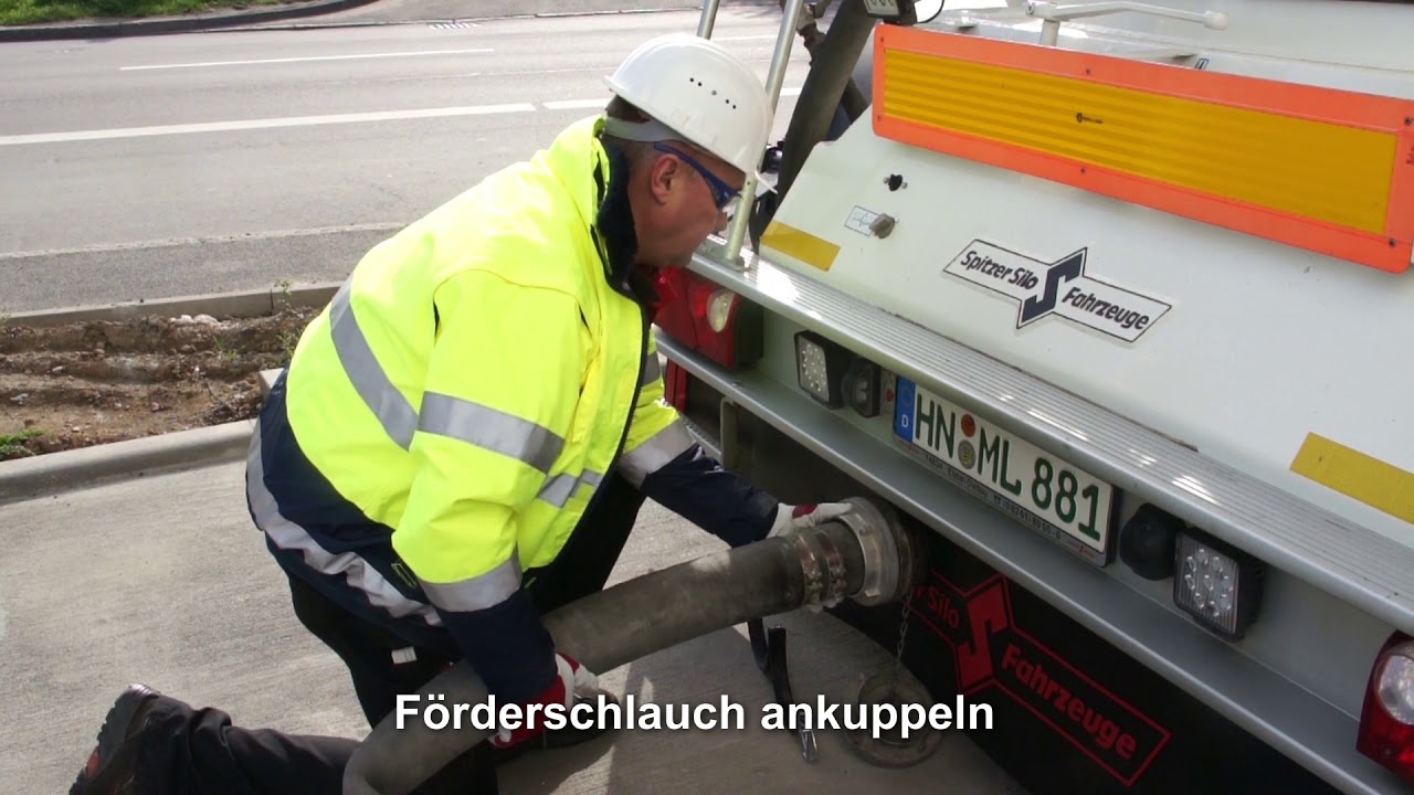 Spitzer Silo-Fahrzeugwerke - Be- und Entladung eines liegenden Silo-Fahrzeuges Typ SF 2737/2 ...