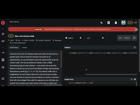 Codewars | Take a Ten Minutes Walk | Python 6 kyu