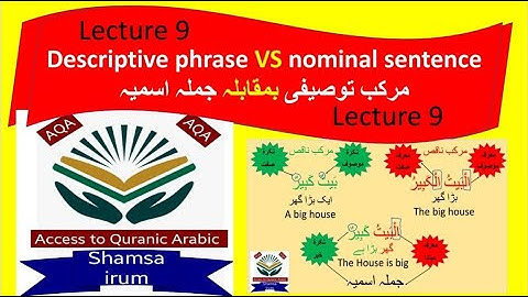 Quranic Arabic ..lecture 9..descriptive phrase VS nominal sentence.. مرکب توصیفی بمقابلہ جملہ اسمیہ