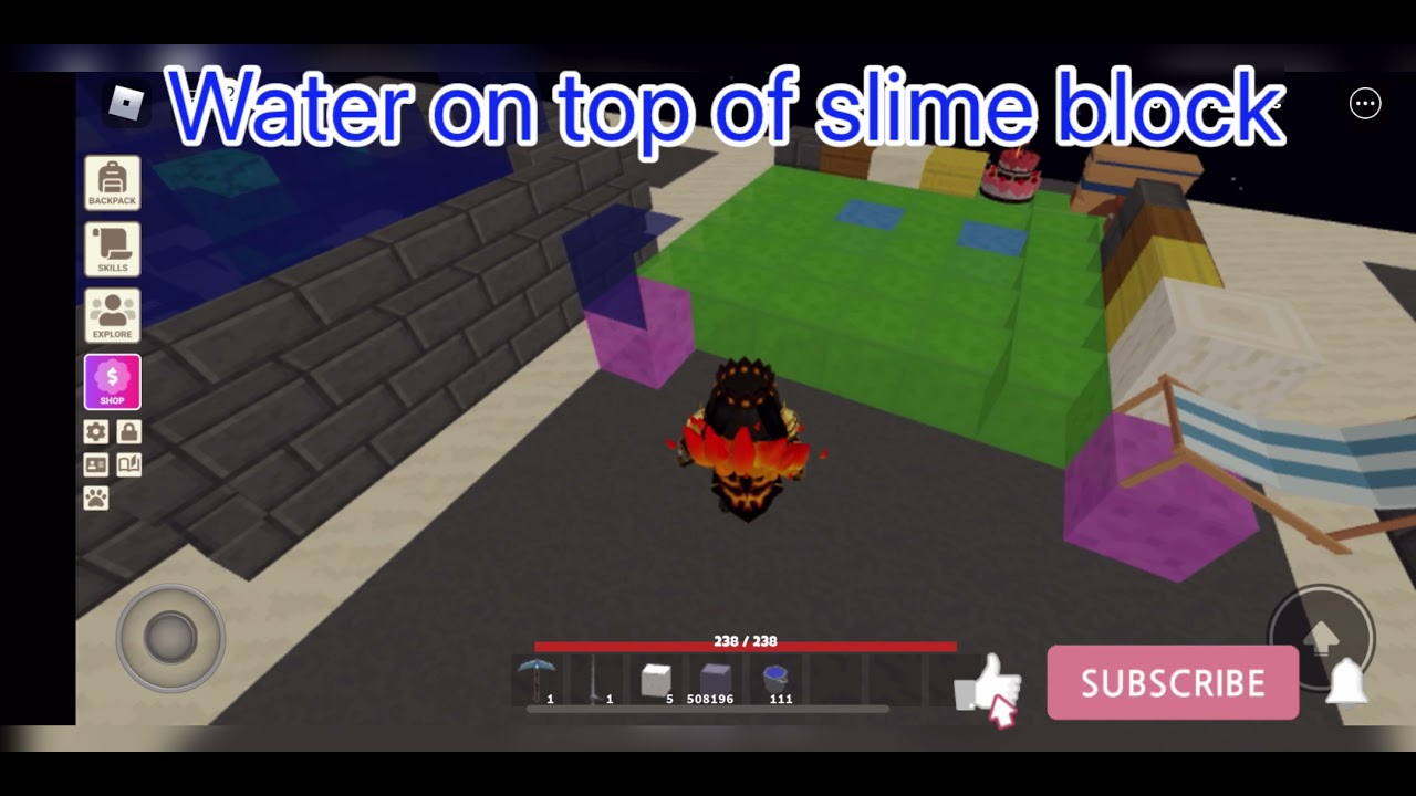 What blocks/items can you use on slime blocks in roblox islands