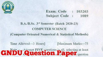 Gndu BA / Bsc 3rd Semester Computer Science Question Paper || Computer Science  Question Paper 2021