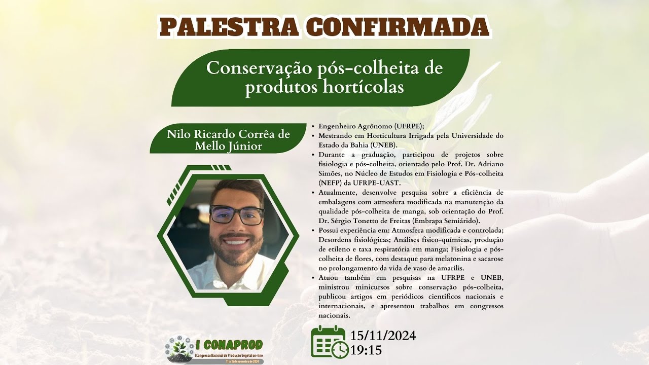 Palestra 8: Conservação pós-colheita de produtos hortícolas
