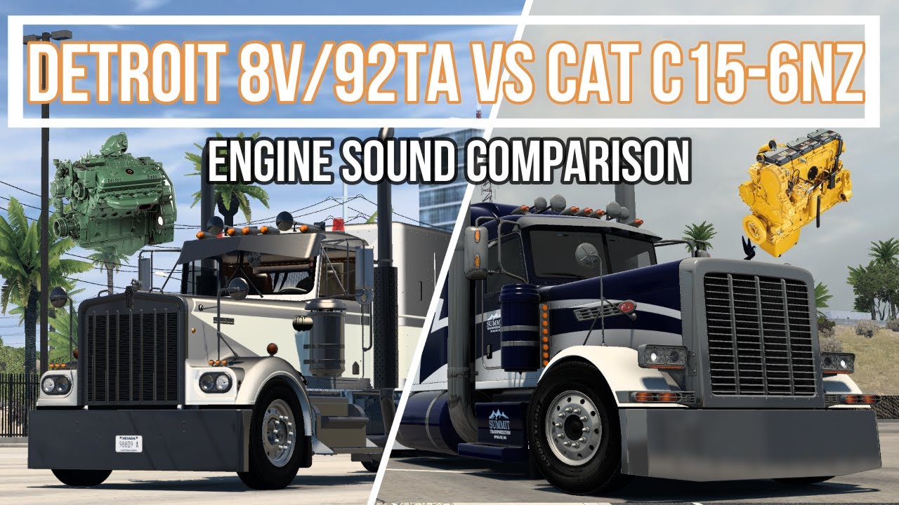 Realistic Engine Sound Comparison Detroit 8V/92TA vs CAT C15 6NZ