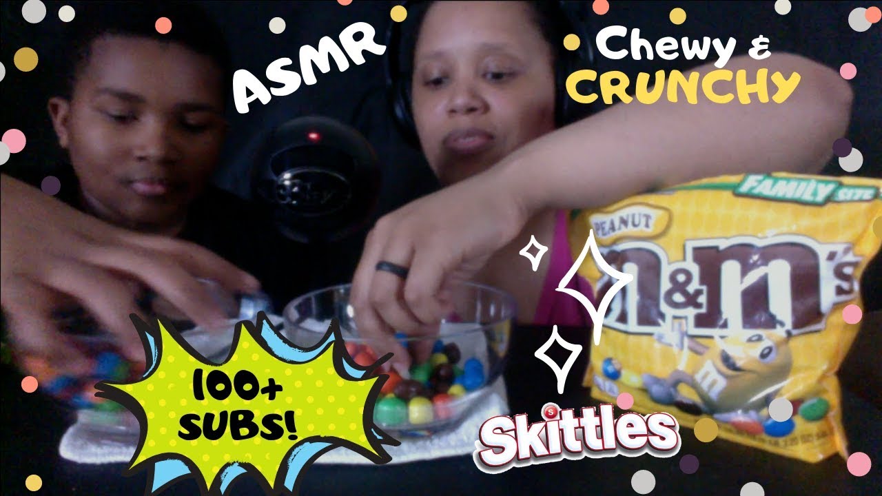 ASMR Skittles + Peanut M&M's Mukbang [100 SUBSCRIBER SPECIAL] *CRUNCHY ...