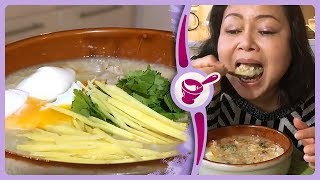 How to make pork congee with hard boiled eggs. Let's eat and have a Q&A, part 2! | Yainang