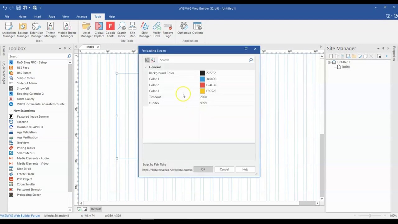 How to work with the Preloading Screen WYSIWYG Web Builder 15 Extension ...
