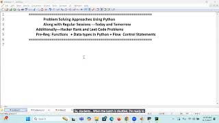 Problem Solving Approaches with PYTHON @ 9:00 AM (IST) by Mr.K.V.Rao on 03rd &amp; 04th November