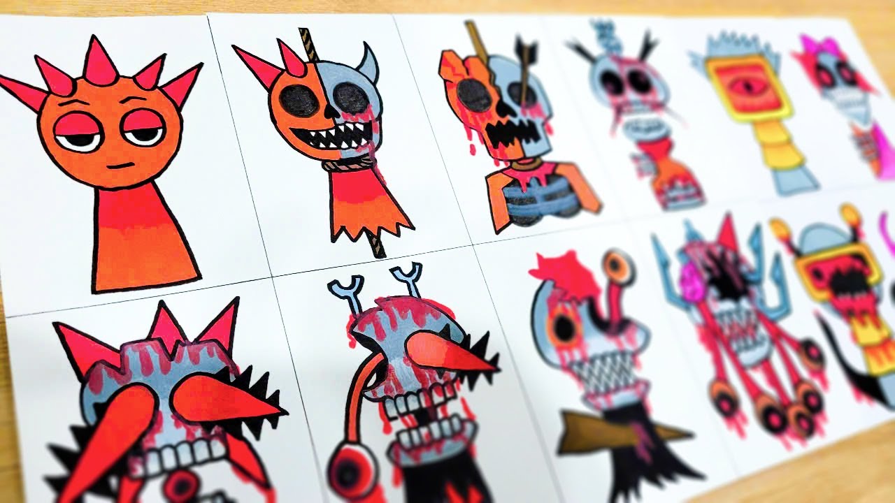 Drawing Incredibox Sprunki: Raddy Phases 1 to Phase Secret with 10 ...