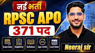 RPSC APO Vacancy 2026 | Eligibility + Syllabus + Selection Process Complete Notification Analysis