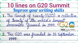 10 lines on G20 Summit | g20 essay in english | essay on g20