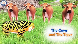 Four cows and tiger Moral story || Animated English Moral stories @TeluguTales2.0