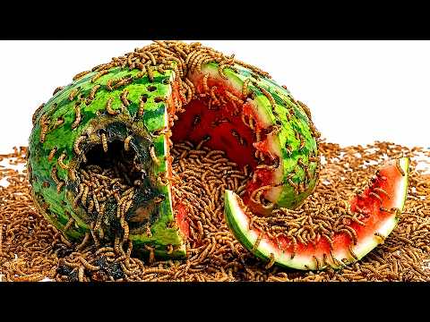 10,000 Mealworms vs Watermelon: Total Destruction