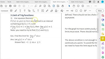Openstax Calculus Ch 2.3 part 2 Infinite limit and trig limit