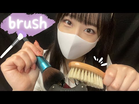 【ASMR】鼓膜に刺激的な音💥7種のブラシ🌃［7 different brush sounds］