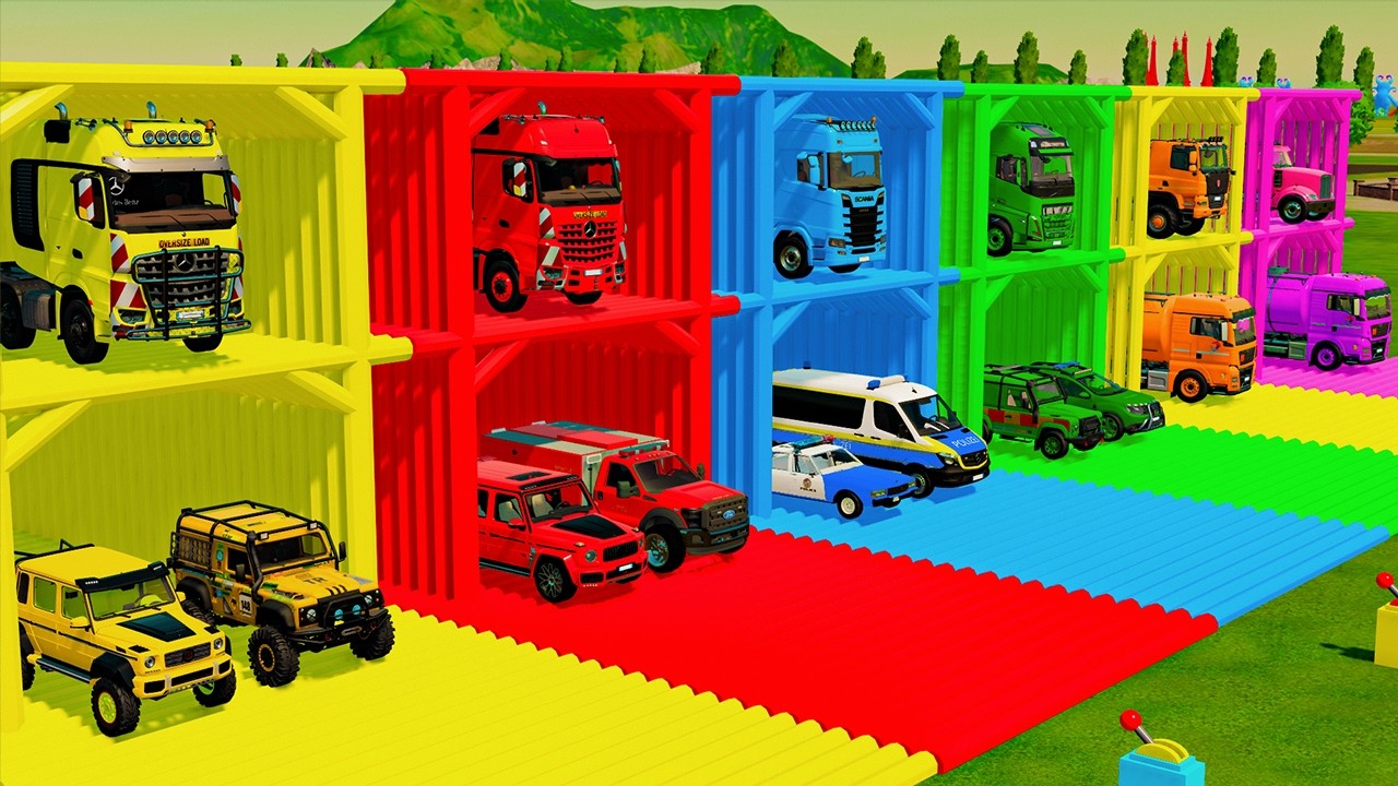 TRANSPORTING POLICE CARS, FIRE TRUCKS and AMBULANCE with MAN TRANSPORTERS! Farming Simulator