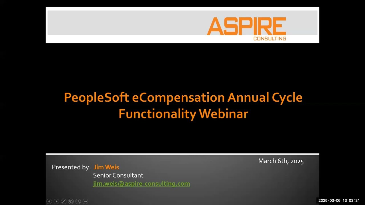 PeopleSoft eCompensation Annual Cycle Functionality Webinar
