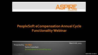PeopleSoft eCompensation Annual Cycle Functionality Webinar