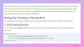 How to Efficiently Cache Users in Spring Boot using Ehcache
